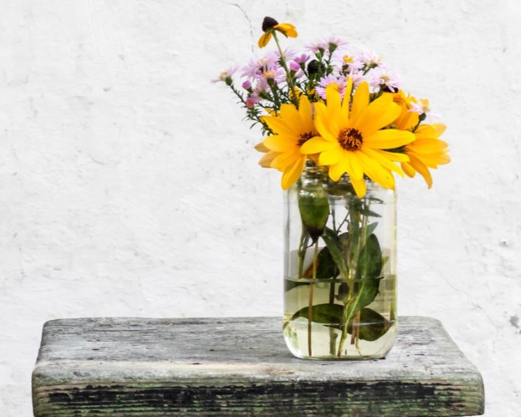 Beautiful Beach sunflowers in a vase
